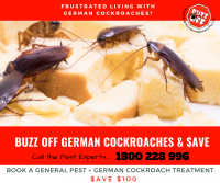 $AVE $100 - Combine a German Cockroach Teatment with a General Pest Treatment & $AVE $100