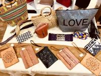 A wide variety of bags and hats.