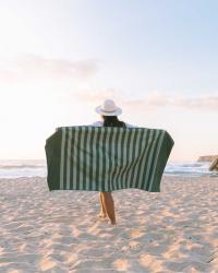 Sand Free Beach Towel - Sage Stripe - Sand Society
