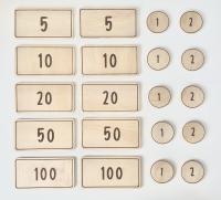 Wooden kids play pretend money