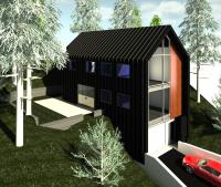Steep slope with 2 storey house