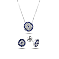 sterling silver evil eye necklace and earrings