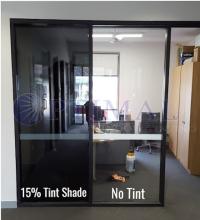 Commercial / Office window tinting - Black. This film provides increased privacy and is ideal for commercial spaces.